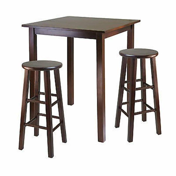 Doba-Bnt 3-Pc Breakfast Table with 2 Square Leg Stools - Antique Walnut SA703456